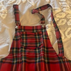 SHEIN Plaid overall skirt